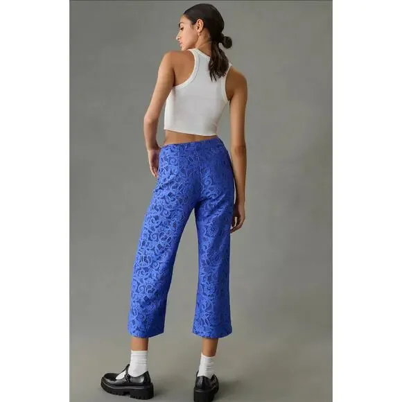 NWT Maeve Colette Blue Lace Cropped Wide-Leg Pants - 32 waist - Picture 4 of 5